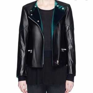 Sandro Velvet Lined Leather Jacket